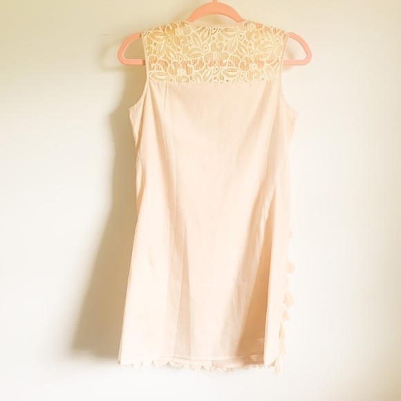 Anthropologie Champagne & Strawberry cream Petal Pop appliqué mini shift dress - Picture 11 of 11